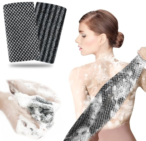 2 Stück Peeling Waschlappen, Body Scrubber Loofah, Rückenschrubber Rückenbürste für dusche,Peeling Körper Schwamm Luffa, Luffa Schwamm für Bad und Dusche.