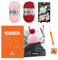 myboshi Häkelset Bommelmütze Hyuga, Häkelset für Anfänger, inkl. No.1 Wolle, Häkelnadel, Pompon Maker, Anleitung, Label, 30% Merinowolle Rosa mit Häkelnadel
