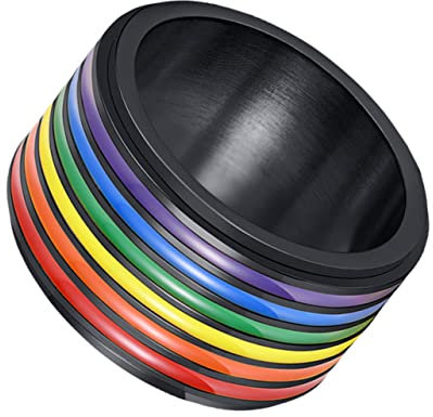 ifundom Anillo De Acero Inoxidable Diseño De Color Arcoíris Para Hombres Joyería Gay Accesorio De Moda Personalizado Para Celebrar La Diversidad Orgullo Lgbtq