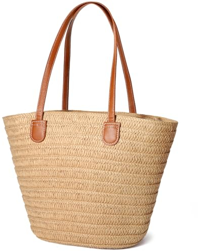 Hommtina Straw Bag Womens Straw Beach Bag Crossbody Shoulder Bags Vacation Purse Straw Purse for Summer, Khaki