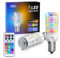 TobeBright Bombilla LED Colores E14 RGB Regulable 2W Blanco Cálido 3000K, RGB Bombillas LED Colores con Mando a Distancia Mini T20 Bombila Luz de Ambiente para Fiesta Bar Boda (2 Unidad)