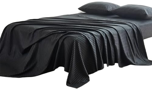 Kingnex Olympisches Queen-Bettwäsche-Set mit Streifenmuster, 66 x 80 cm, für Super-Kingsize-Bett, weich, doppelt gebürstete 1800 Mikrofaser, 4-teilig, 1 Spannbetttuch, 1 Bettlaken, 2 Kissenbezüge,