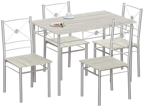 Vida Designs Roslyn Dining Table and Chair Set, Kitchen Breakfast Modern Contemporary Furniture Set (Oak, 4 Seater)