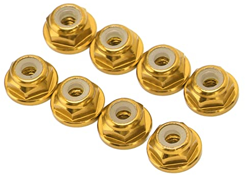 Nylon-Sicherungsmutter mit Flansch, Selbstsichernde M2-Sechskantmuttern, Selbstsichernde Sechskantmuttern, Nylon-Sicherungsmutter mit Flansch für Roller und Ausrüstung (GOLD)