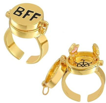 UEAVOID 2 Stück Beste Freunde für Immer Ringe,Einstellbar Offene Kappe Ring,Süßes BFF Ring,Freundschaftsring,Schmuckgeschenke für Frauen Mädchen(drehbar)