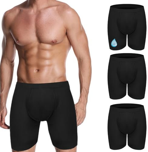 3-Pack Inkontinenz Pants Männer Herren Inkontinenz Unterwäsche auslaufsichere Slips feuchtigkeitsabsorbierende 100ML Slips gegen leichte waschbar wiederverwendbare Boxershorts (L)