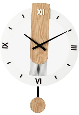 Sharplace Pendeluhr aus Holz, Wanduhr, Dekoration, dekorativ, geräuschlos, 39,4 x 54,4 cm, für Esszimmer, Einweihungsgeschenk, Römische Zahlen