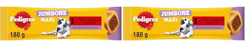 Pedigree Hundesnacks Riesenknochen Maxi Jumbone für große Hunde (+25kg), 12 Stück, 12x180g – Hundeleckerlis mit Rind– und Geflügelgeschmack (Packung mit 2)