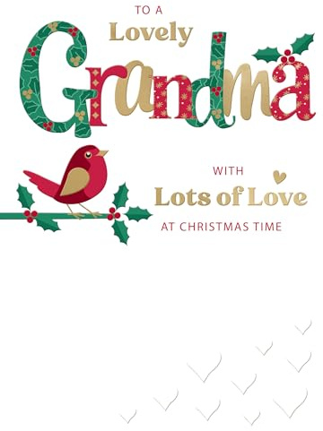 to A Lovely Grandma Festive Joy Red Robin Christmas Greeting Card XFCS012