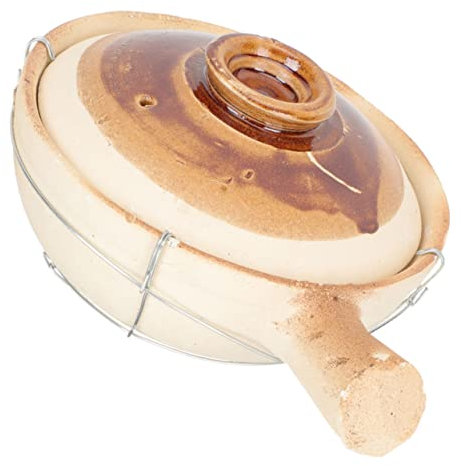 SHOWERORO Cazuela de Barro de Mano Pequeña para Cocinar Alimentos Cazuela de Cocina Utensilios de Cocina para Guisos Y Sopas Olla de Barro Versátil para Cocinar