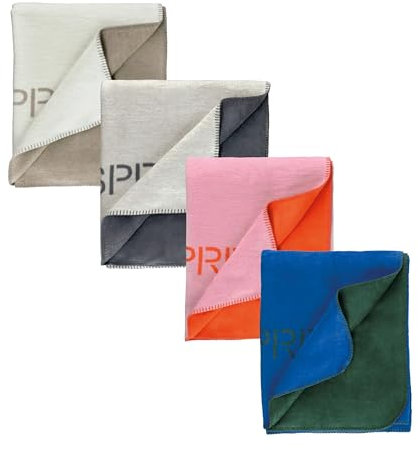 Esprit Premium Wendedecke 130x170 cm - Oeko-TEX Kuscheldecke Baumwolle - Wohndecke Flauschig Weich - Sofadecke XXL - Tagesdecke Couch - Wolldecke Weiss