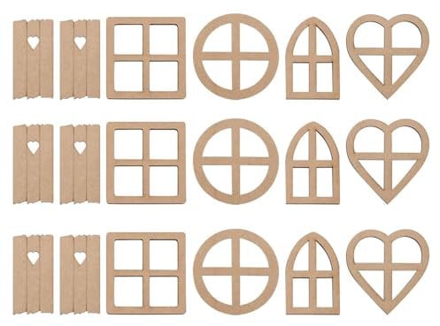 3 Sets Of Dollhouse Doors And Windows, Miniature Scene Decoration, Wooden Doors And Windows, Dollhouse Decoration, Mini Window Decoration