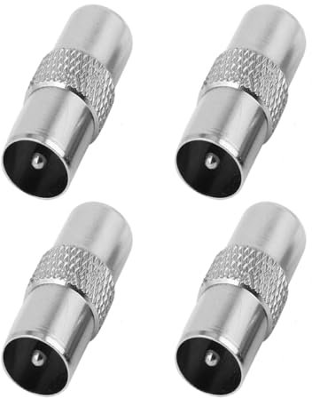 DCJWQ 4 Pcs Coaxial Cable Connectors, TV Aerial Coaxial Cable F-Connectors Adapter F Socket Female to Coax Plug Male TV Aerial Connectors Adaptor for Cable Lead, Aerial Connectors