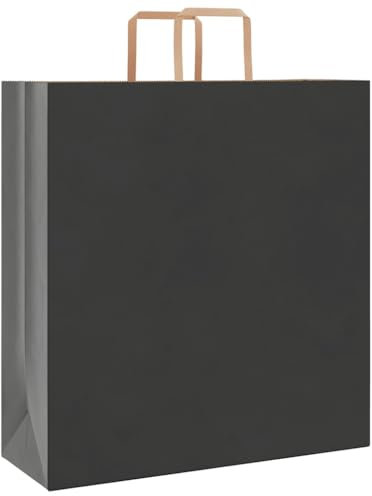 vidaXL Papiertragetaschen 50 Stk., Papiertüten mit Henkeln, Kraftpapiertüten, Geschenktüten für Einkaufen Hochzeiten Verpackungen Partys Geburtstag Weihnachten, Schwarz 45x17x48cm