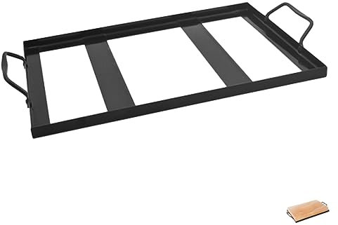 CAXUSD Schwarze Emaillierte Salzstein Halterung Mit Doppelten Griffen Widerstandsfähiger Salzplattenhalter Für Grillen Barbecue Und Camping Leicht Zu Reinigen Für Steak Und Grillgerichte
