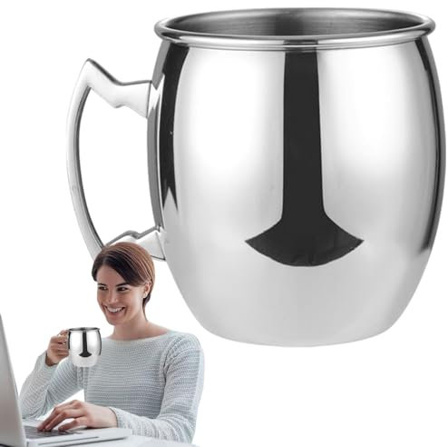 Genérico Kupfer-Mahlwerk | 530 ml Edelstahl-Tassen mit Griff | Retro handgefertigte Retro Mule Tasse für Cocktailgetränke, Getränkeliebhaber