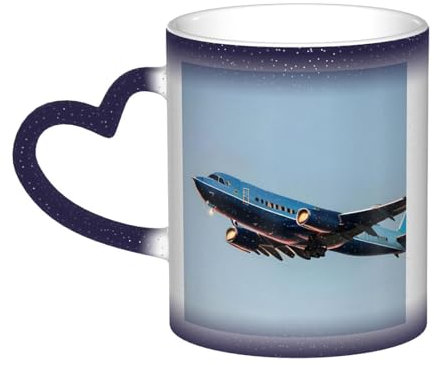 BBEXJIGY Tazze ceramiche reattive termiche della tazza di caffè della stampa dell'aeroplano di volo che cambi