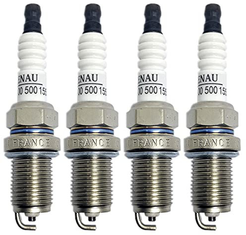 4 Stück FR7DC+ Zündkerze 7700500155 Nickel-Yttrium/Passend für Renault CLIO KANGOO Logan SANDERO STEPWAY Scenic Thalia TWINGO Megane Kfz-Ersatzzündkerzen