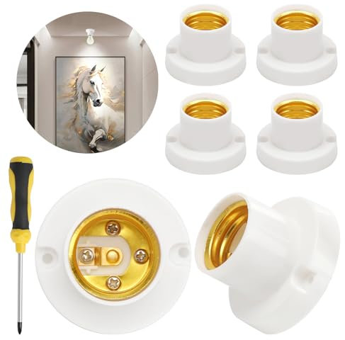 TNSLAND 4 Stück Wasserdichte Lampenfassung E27 mit Kreuzschlitzschraubendreher, E27 Lampenfassung ABS-Kunststoff Decken-Fassung für E27 Lampen Baufassung E27 für Flure, Balkone, Keller, Garagen (Weiß)