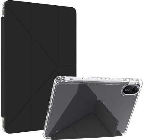 Fitudoos Cover per Xiaomi Redmi Pad 2 (Non applicabile alla versione 4G) - con Portastilo, custodia protettiva sottile origami magnetico, Anti-ingiallimento Acrilico Trasparente Cover- Nero