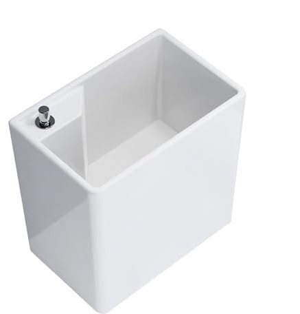 Lavandino in Ceramica con Scarico Laterale e Rubinetto, per Bagno, Lavanderia, A-40x26x39CM,A-40x26x39CM