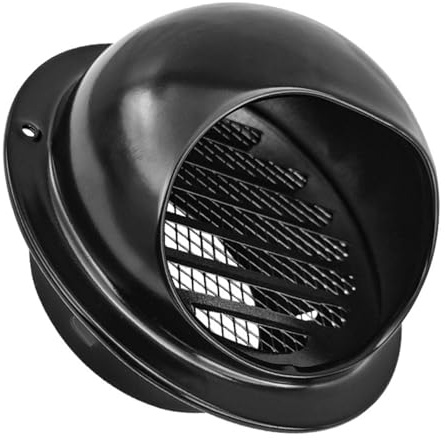 Vent Cover Round Stainless Steel Wall Air Ventilation Grille Exhaust Vent Cover for Outdoor Ventilation System - 50MM, Black