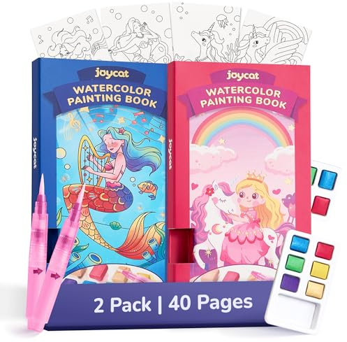 JoyCat 2 Pack Pocket Paint with Water Coloring Books for Kids | Kids Travel Toys, Road Trip Airplane Activity Painting Set, No Mess Art & Craft, Birthday Gifts for Girls & Boys Ages 3-8