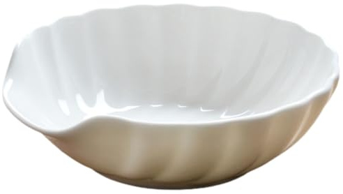 IWOWHERO Bone China Ceramic Salad Bowl Unique Shell Shape Porcelain Serving Bowl for Fruit Porridge Dessert Coastal Decor Japanese Noodle Style Microwave and Dishwasher Safe Gift for Home