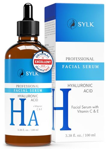 Sylk Hyaluron Serum Hochdosiert mit Vitamin C & E für Microneedling | Hyaluronsäure + Vitamin C & E | Hyaluronic Acid Serum Gesicht | Anti Aging & Anti Falten | Feuchtigkeitsserum, 100 ml
