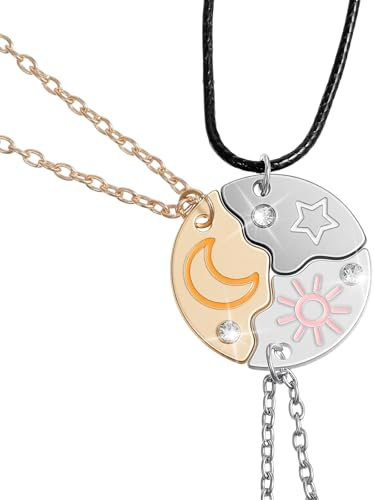 Yolev Freundschaftsketten für 3, Freundschaftskette, Gold, Schwarz, Silber