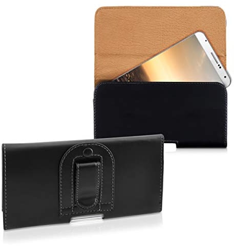 kwmobile Gürteltasche Hülle für Handys mit Gürtelclip - 16,2 x 8,5 cm Kunstleder Gürtel Case mit Gürtelschlaufe Schwarz