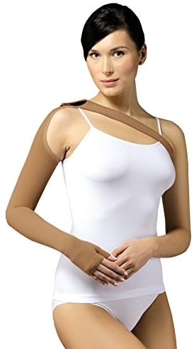 DELUXE KOMPRESSION ÄRMEL CCL 2 Armstrumpf mit Stulpe, Lymphödem Anti Ödem Arm Lymphe Unterstützung nach MASTEKTOMIE Brustrekonstruktion (XL)