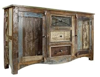 MASSIVMOEBEL24.DE Sideboard Nature of Spirit aus indischem Altholz, Kommode 150x38x85cm, Holzkommode Vintage Mehrfarbig