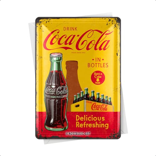 Nostalgic-Art 10276 Coca-cola in Bottles blechpostkarte 10 x 14 cm, Jaune