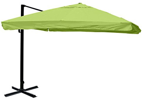 Mendler Gastronomie-Ampelschirm HWC-A96, Sonnenschirm, 3x3m (Ø4,24m) Polyester/Alu 23kg Flap drehbar - grün