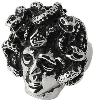 Monster Piercing Vintage Medusa Head Edelstahl Biker Men Finger Ring - Größe 9 (Größe 58,9)