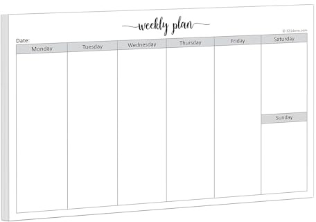 321Done Weekly Planning Notepad Landscape - 50 Sheets (8.5 x 5.5) - Horizontal Weekly Days of Week Paper Note Pad, Planner Organizing - Made in USA - Simple Script