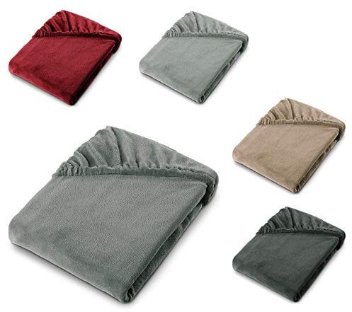 aqua-textil Feelwell Spannbettlaken 160 x 200 cm grau Coral Fleece Spannbetttuch Mikrofaser Laken