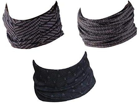 Hilltop 3 x Motorrad Multifunktionstuch, Schlauchtuch, Sport-Halstuch, Bandana / 3-er Set in aktuellen Designs, 3er Set:black grey selection