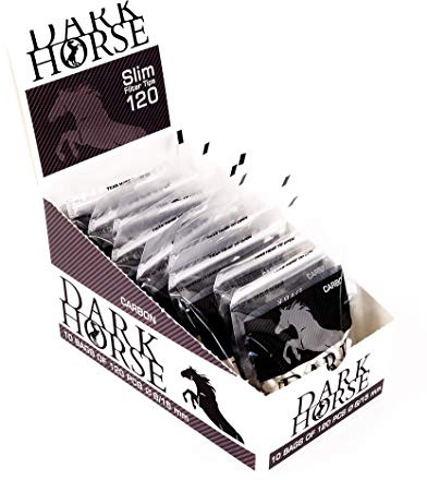 Dark Horse Slim Filter Tips Carbon, Zigarettenfilter mit Aktivkohle, 120 pro Beutel 1 Box (10 Beutel)