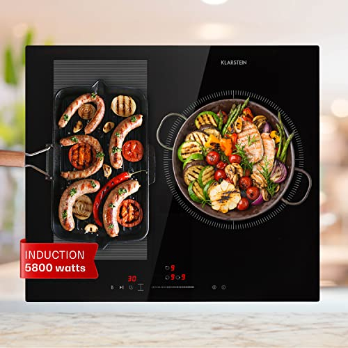 Klarstein Plaque Induction 5800W, Plaque de Cuisson Électrique Encastrable à 3 Feux avec Contrôle Tactile, Fonction Boost, Sécurité Enfant, et Design Élégant pour Cuisine Moderne