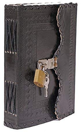 TUZECH Leder-Tagebuch für Damen und Herren, Tagebuch zum Schreiben von Gedichten, Buch der Schatten, Skizzenbuch, Notizbuch, persönliche Memoiren mit Schloss und Schlüssel, Lederbindung, unliniert,