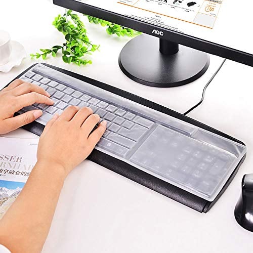 subtel Funda Teclado Ordenador sobremesa, Protector de Teclado Transparente y Antideslizante de 44,5 x 13,4 cm, Cubreteclado Ultrafino de Silicona Lavable y desinfectable para PC de Mesa