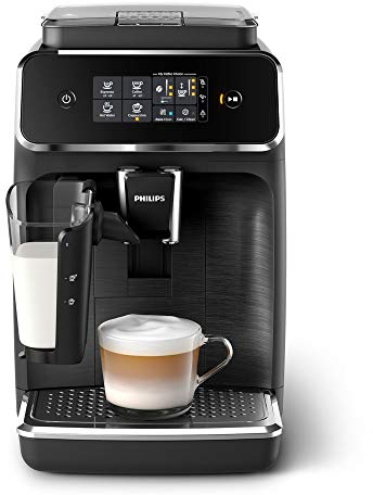 Philips Series 2200 Kaffeevollautomat - 3 Kaffeespezialitäten, SensorTouch Oberfläche, AquaClean Filter, LatteGo Milchsystem, Mattschwarz (EP2232/40) , 230V || 50Hz || 1500W