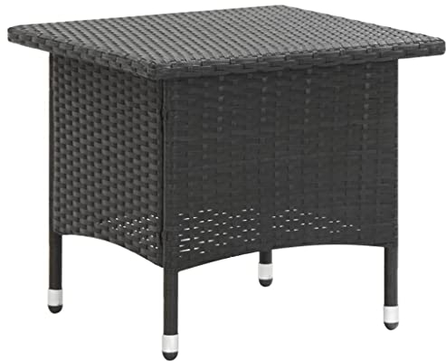 vidaXL Teetisch Gartentisch Beistelltisch Balkontisch Couchtisch Terrassentisch Gartenmöbel Tisch Terrasse Schwarz 50x50x47cm Poly Rattan