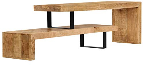 yorten TV-Schrank, Rustikal Fernsehtisch TV Lowboard Tisch Vintage Fernsehschrank Abnehmbares Holz TV Board Massivholz Mango