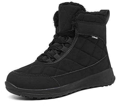 Ulogu Winterschuhe Damen Gefüttert Boots Warm Winterstiefel Outdoor Winter Stiefel, Schwarz, 40 EU
