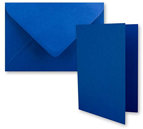 150x Faltkarten-Set DIN A7-10,5 x 7,4 cm - mit Umschlägen DIN C7 in Royalblau (Blau) - Kleine Doppelkarten blanko zum Selbstgestalten und Bedrucken