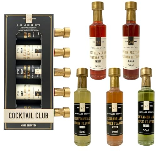 Kimm & Miller Flavoured Gin Cocktail Syrups Gift Set - 5 Unique Syrups - Rhubarb, Ginger & More - A Delightful Gift for Gin Lovers