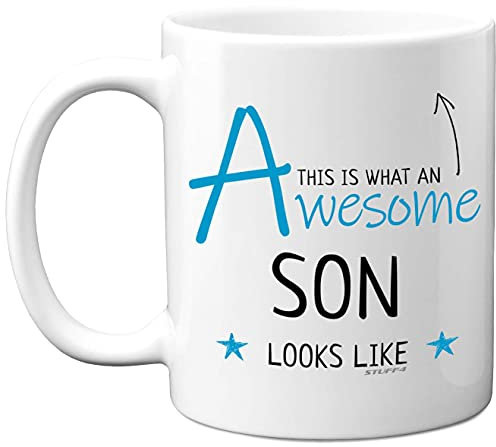 Stuff4 Son Mug, Birthday Gifts - This is What an Awesome Son Looks Like - 11oz Ceramic Dishwasher Safe Mugs, Birthday Gifts, for Presents, White